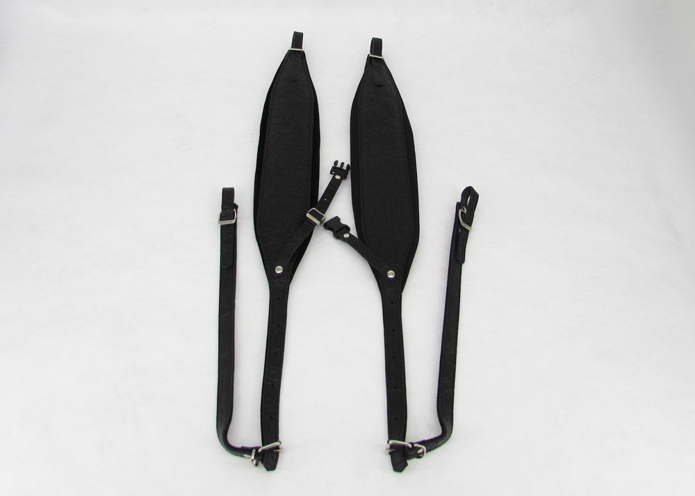 EXTRA WIDE accordion shoulder straps with back strap Black