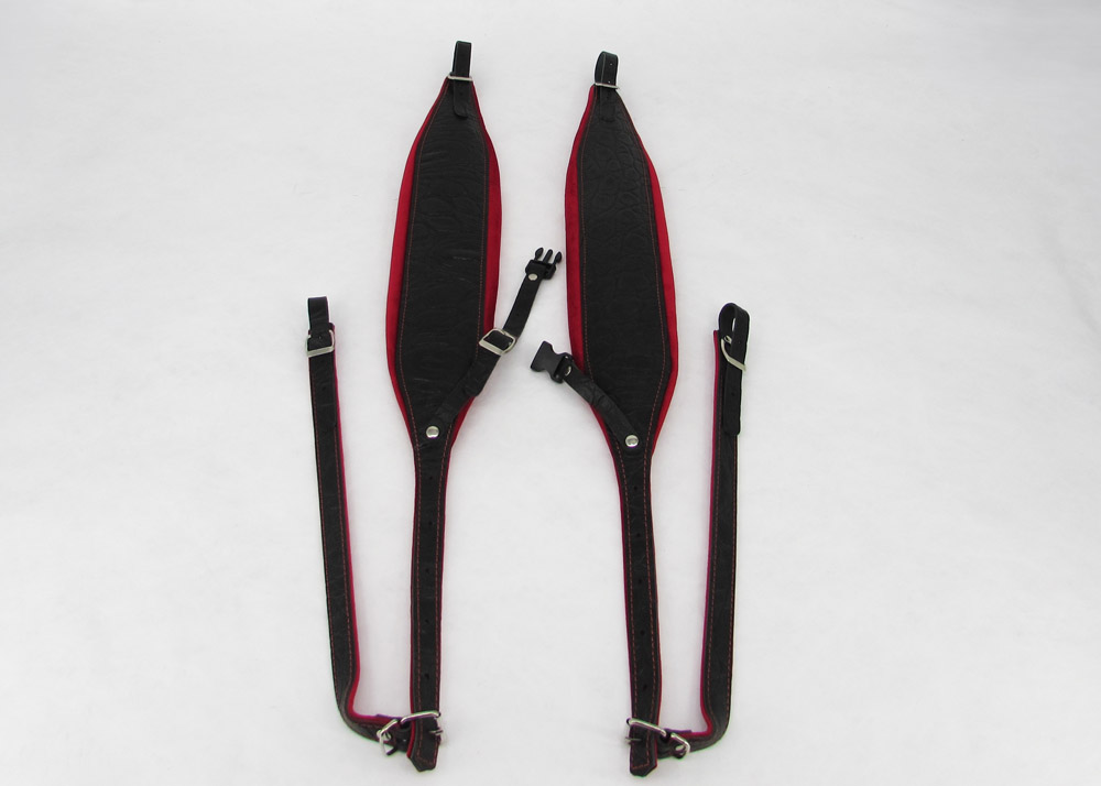 EXTRA WIDE accordion shoulder straps with back strap Black/Red