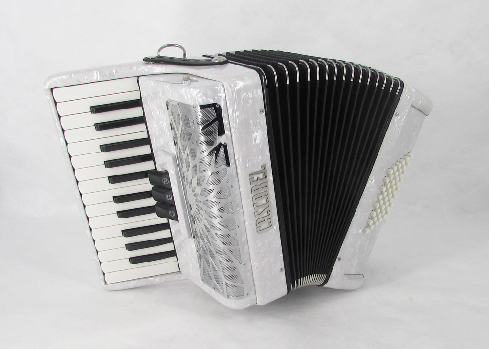 Cascabel Brand Accordion White- 26 Keys 3 Registers