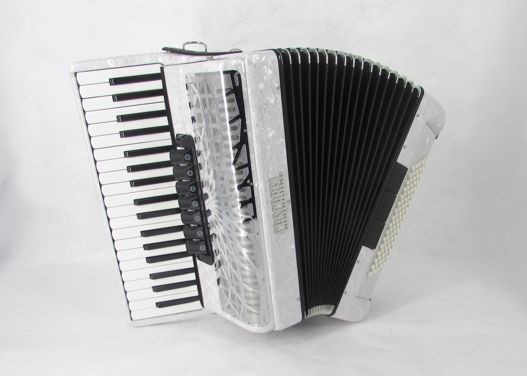 Acordeon Marca Cascabel Blanco 37 Teclas 7 Registros